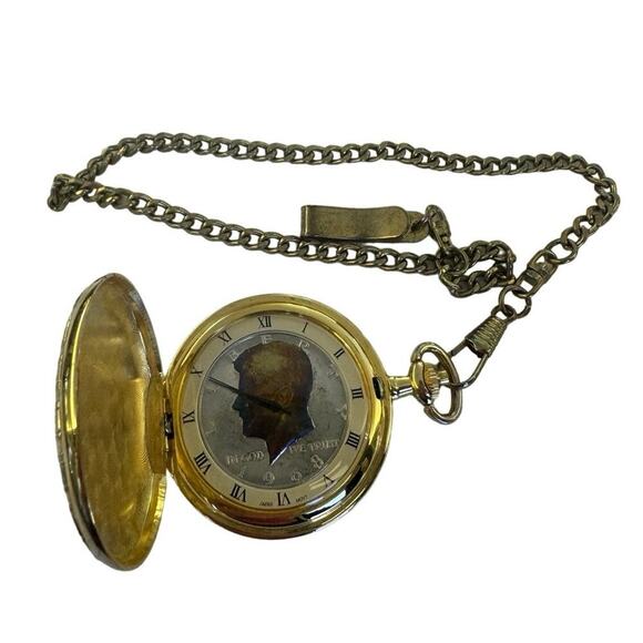 Vintage Other - JFK 1968 Half Dollar Pocket Watch with Chain